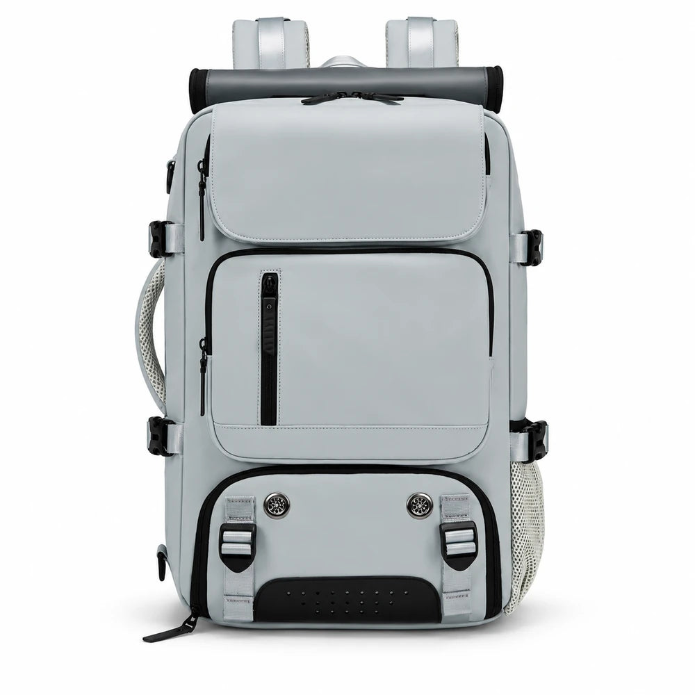Sac à dos voyage ordinateur L’Escapade coloris gris clair, vue de face