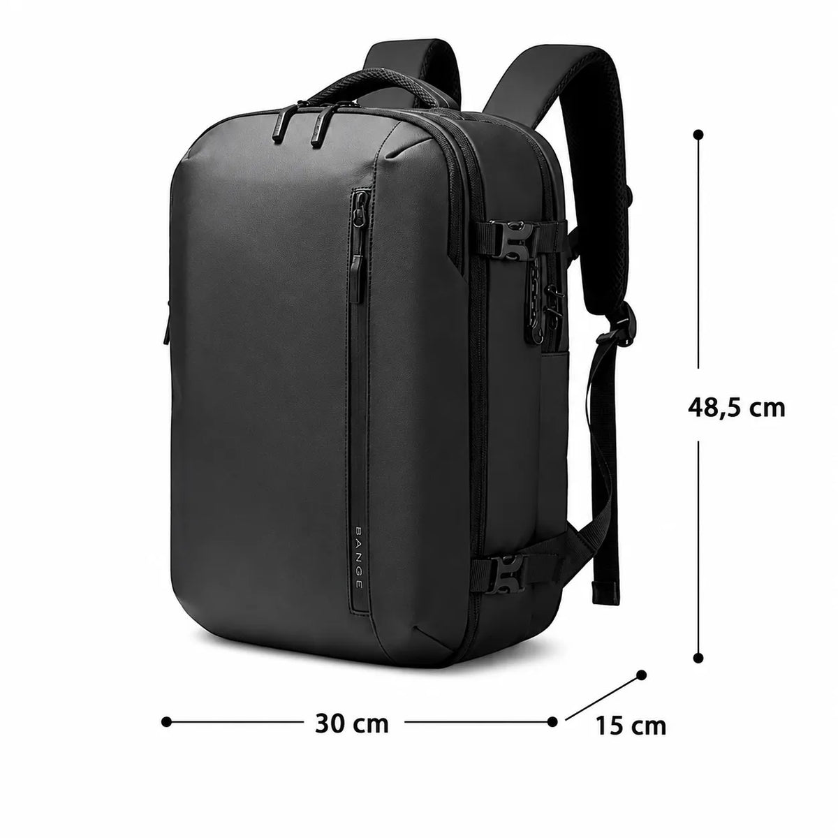 Sac à dos ordinateur de voyage Le Séjour noir, dimensions 48,5 x 30 x 15 cm