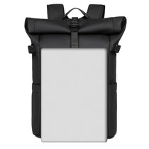 Sac à dos ordinateur Le Modulable noir, format roll top, taille du compartiment ordinateur