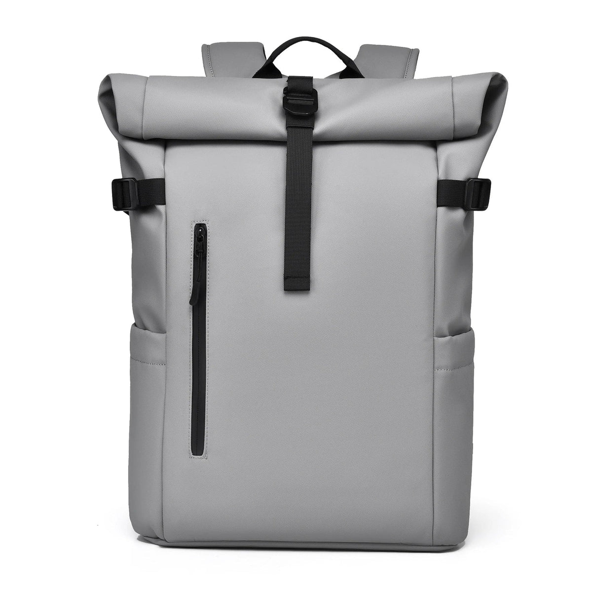 Sac à dos ordinateur Le Modulable gris, format roll top fermé