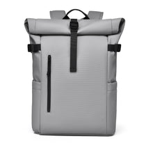 Sac à dos ordinateur Le Modulable gris, format roll top fermé