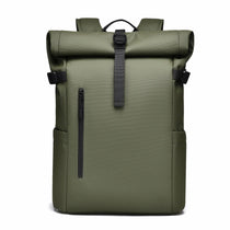 Sac à dos ordinateur Le Modulable vert, format roll top fermé